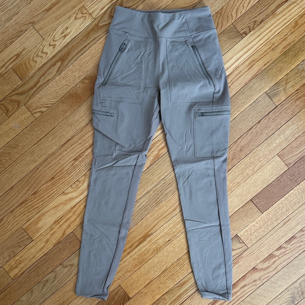 Athleta Taupe Cargo Leggings with Zipper Pockets